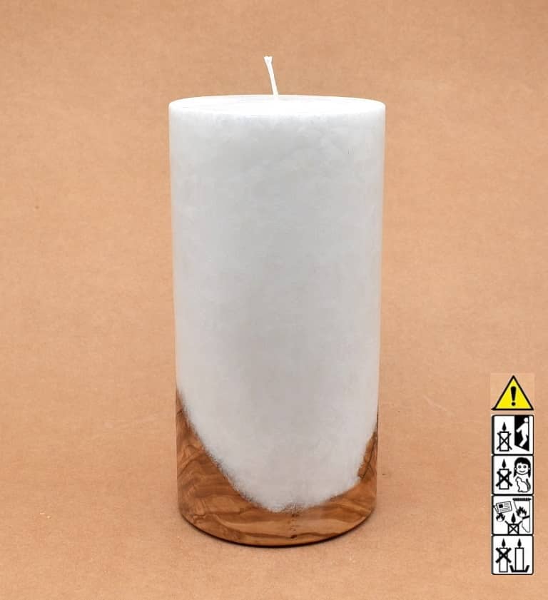 Kerze mit Holz Unikat Rund 100 x 200 mm mit Docht Nr.: 7