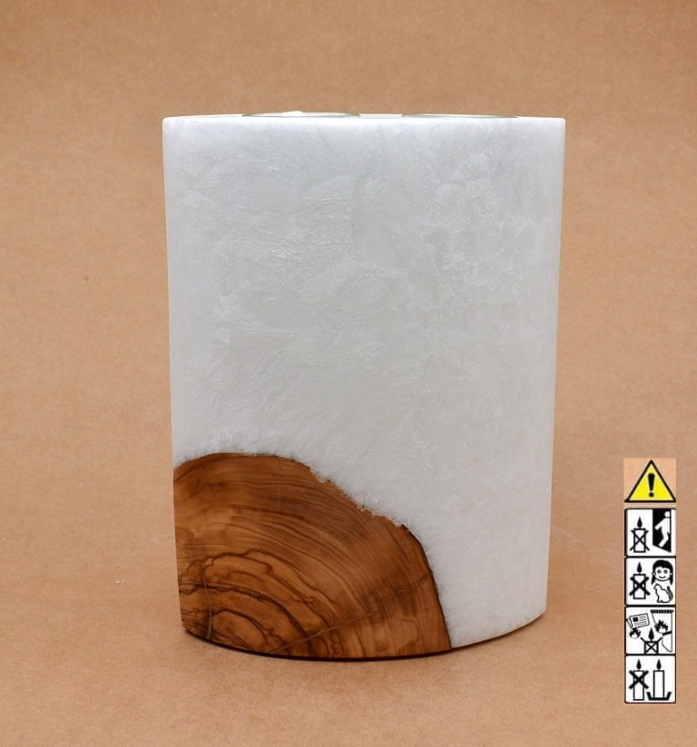 Kerze mit Holzelement, Individuelle, persönliche Hochzeitskerze  Holzkerze, Rund Stearinoptik, Hochzeitskerze mit Teelicht im Kerzen online Shop für Hochzeiten bestellen, günstig kaufen.
