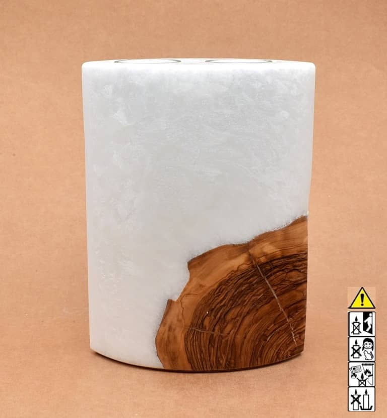 Kerze mit Holzelement, Individuelle, persönliche Hochzeitskerze  Holzkerze, Rund Stearinoptik, Hochzeitskerze mit Teelicht im Kerzen online Shop für Hochzeiten bestellen, günstig kaufen.