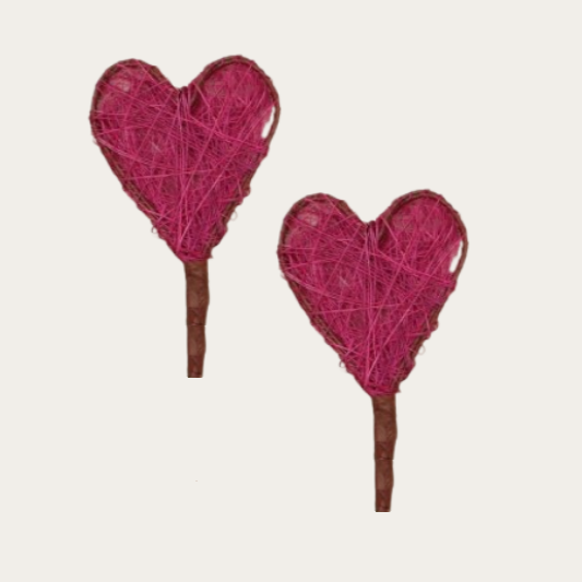 Sisal-Herz am Stiel 39 x 39 mm brombeer