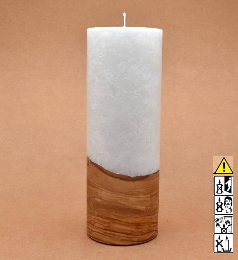 Kerze mit Holzelement, Individuelle, persönliche Hochzeitskerze  Holzkerze, Rund Stearinoptik, Hochzeitskerze mit Teelicht im Kerzen online Shop für Hochzeiten bestellen, günstig kaufen.