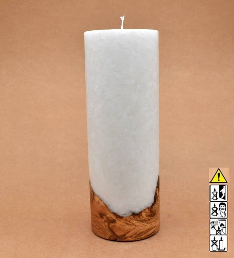 Kerze mit Holzelement, Individuelle, persönliche Hochzeitskerze  Holzkerze, Rund Stearinoptik, Hochzeitskerze mit Teelicht im Kerzen online Shop für Hochzeiten bestellen, günstig kaufen.