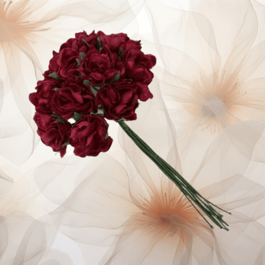 Biedermeier - Rose ⌀ 18 mm in burgund für Hochzeitsanstecker - Büscherl