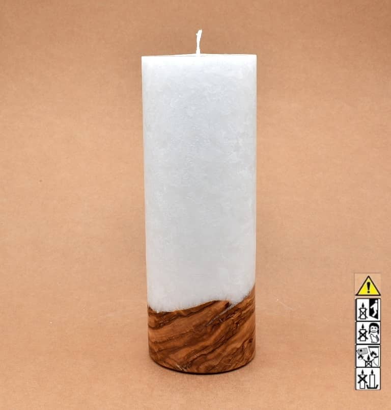 Kerze mit Holzelement, Individuelle, persönliche Hochzeitskerze  Holzkerze, Rund Stearinoptik, Hochzeitskerze mit Teelicht im Kerzen online Shop für Hochzeiten bestellen, günstig kaufen.