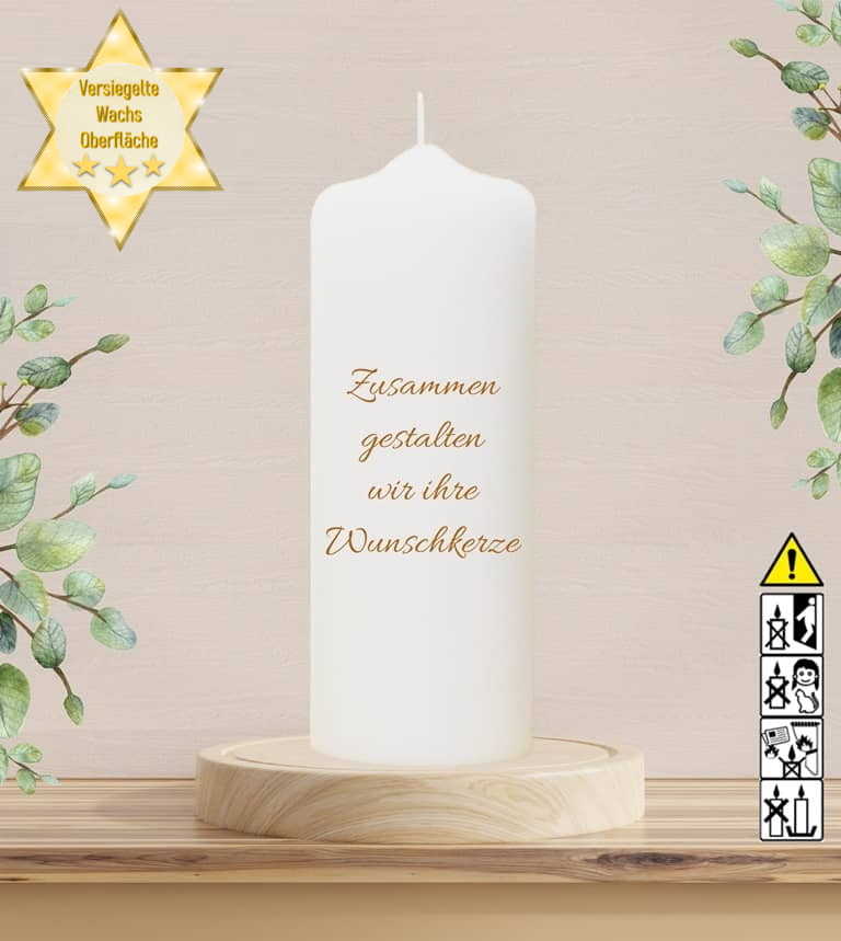 Personalisierte Kerze "selbst gestaltet" 25 cm hoch