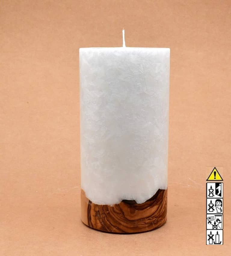 Kerze mit Holz Unikat Rund 100x250mm ohne Teelicht. Jetzt in unserem Geschenke Onlineshop kaufen.