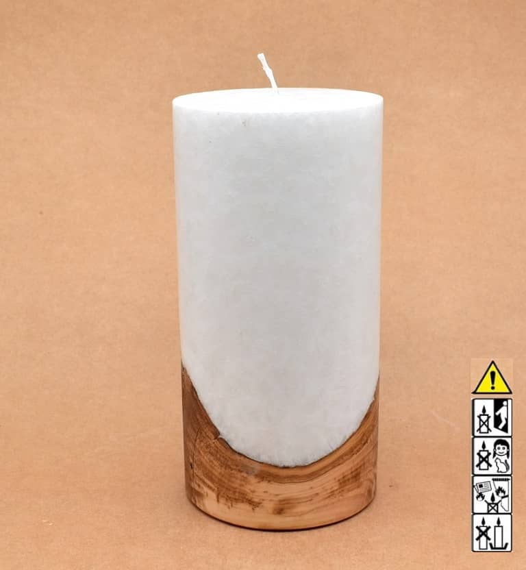 Hochzeitskerze, Kerze mit Holzeinsatz ohne Teelicht rund, Stearin, im Kerzen online Shop für Hochzeiten bestellen, günstig kaufen.