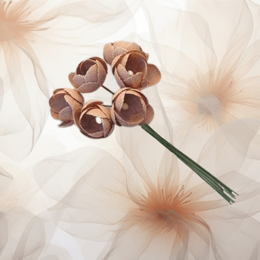Cotton Rose Ø 18 mm in zimt für Hochzeitsanstecker - Büscherl Cotton Rose Ø 18 mm in zimt für Hochzeitsanstecker - Büscherl