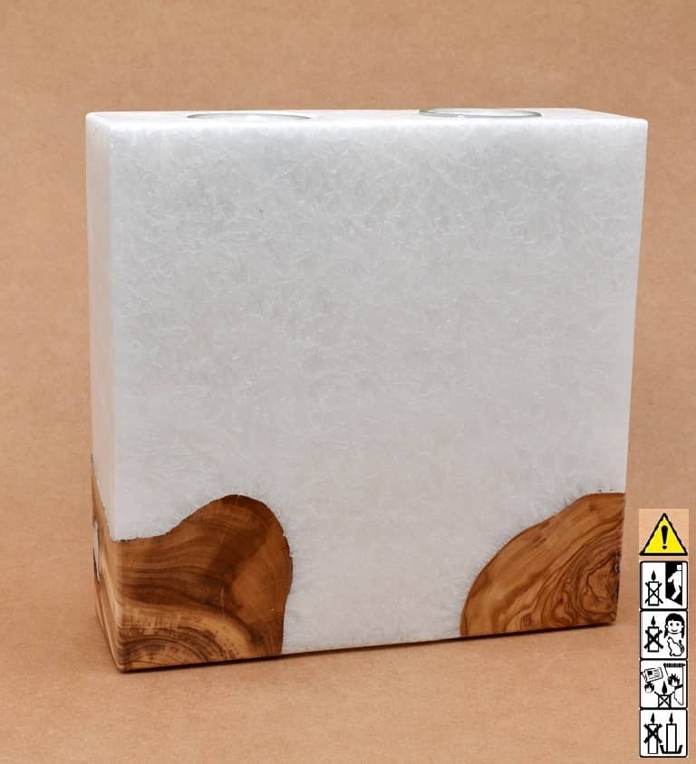 Kerze mit Holz Unikat Quader 70 x 200 x 200 mm 2 x Teelicht Nr.6. Jetzt in unserem Geschenke Onlineshop kaufen.