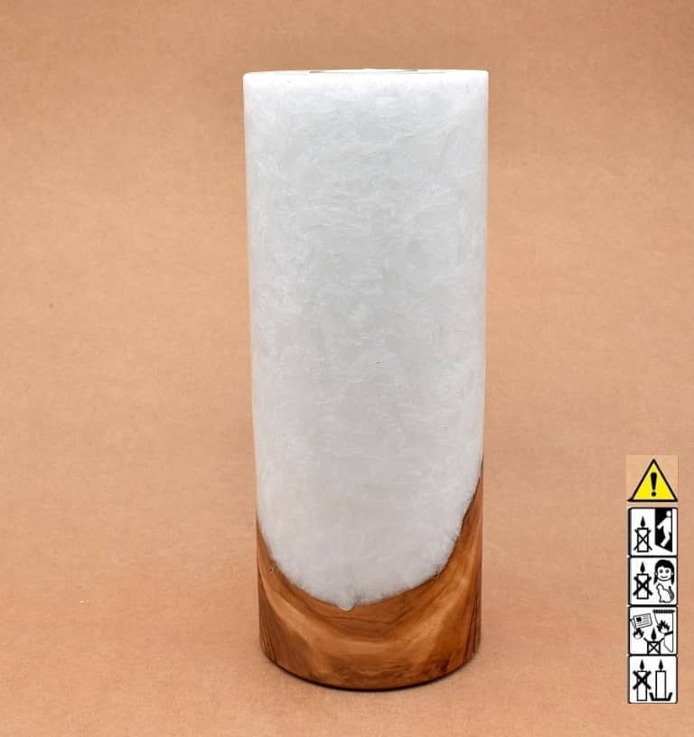Kerze mit Holz Unikat Rund 100 x 250 mm mit Teelicht Nr.: 8