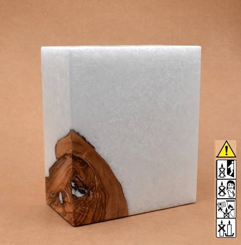 Kerze mit Holz Unikat Quader 95 x 175 x 200 mm 1 x Holz 2 x Teelicht Nr.: 1