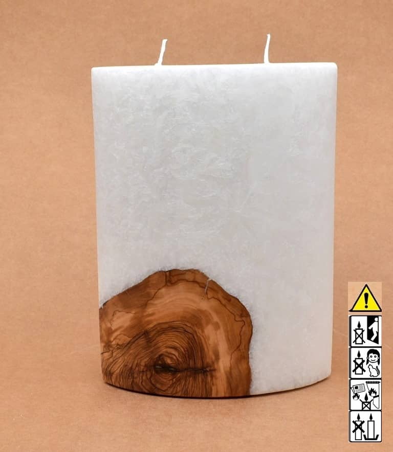 Kerze mit Holz Oval Kanten spitz 210 x 140 x 80 mm 2 x Docht. Nr.: 1 Kerze mit Holz Oval Kanten spitz 210 x 140 x 80 mm 2 x Docht. Nr.: 1
