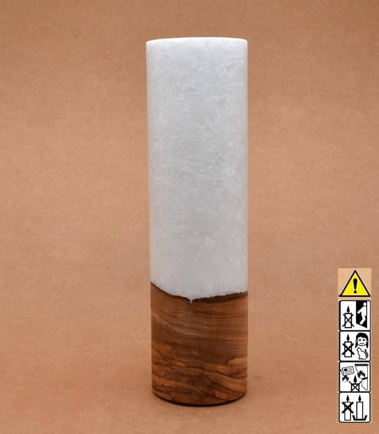 Kerze mit Holz Unikat Rund 70 x 250 mm mit Teelicht Nr.: 4