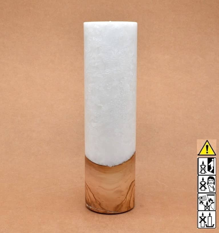 Kerze mit Holz Unikat Rund 70 x 250 mm mit Teelicht Nr.: 4