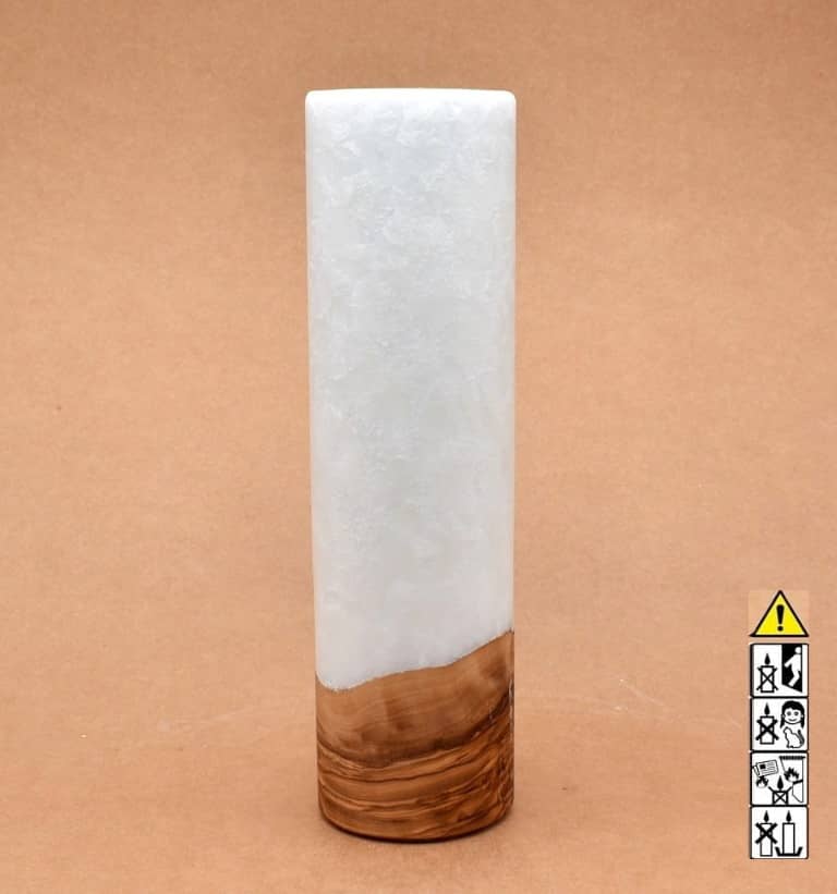 Kerze mit Holz Unikat Rund 70 x 250 mm mit Teelicht Nr.: 4