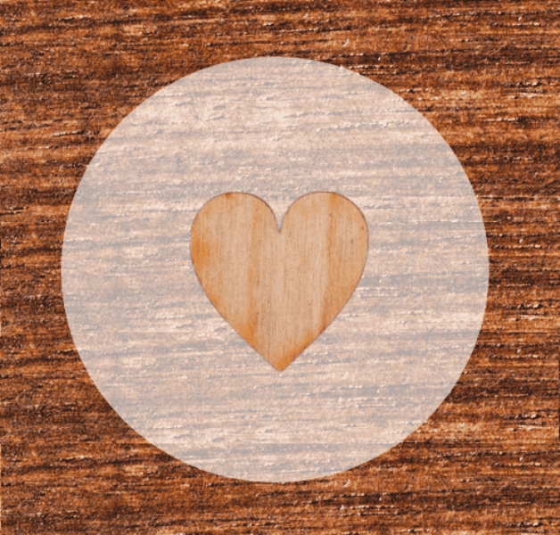 Holzherz bauchig 30 x 30 mm für Hochzeitsanstecker - Büscherl
