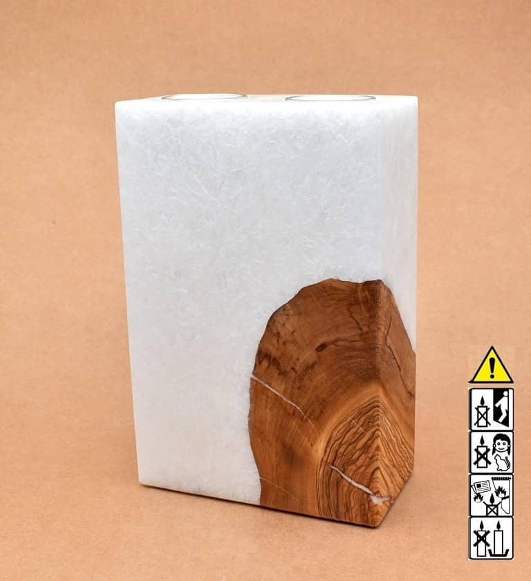 Kerze mit Holzelement für Hochzeitskerze ausgesucht. günstig in unserem Onlineshop kaufen. Personalisierte Geschenke online kaufen