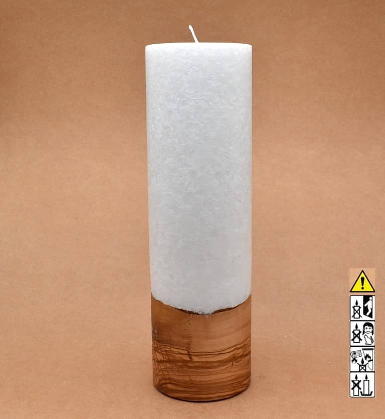 Kerze mit Holzelement, Individuelle, persönliche Hochzeitskerze  Holzkerze, Rund Stearinoptik, Hochzeitskerze mit Teelicht im Kerzen online Shop für Hochzeiten bestellen, günstig kaufen.