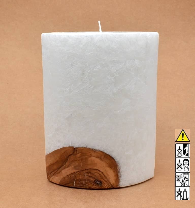 Kerze mit Holzelement, Individuelle, persönliche Hochzeitskerze  Holzkerze, Rund Stearinoptik, Hochzeitskerze mit Teelicht im Kerzen online Shop für Hochzeiten bestellen, günstig kaufen.