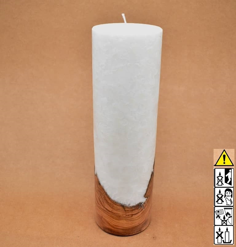 Kerze mit Holzelement, Individuelle, persönliche Hochzeitskerze  Holzkerze, Rund Stearinoptik, Hochzeitskerze mit Teelicht im Kerzen online Shop für Hochzeiten bestellen, günstig kaufen.