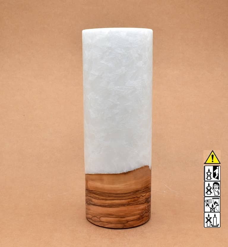 Kerze mit Holz Unikat Rund 90 x 250 mm mit Teelicht Nr.: 3